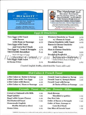 Eddie's Restaurant Menu