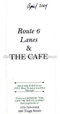 Route 6 Lanes & The Cafe Menu 2014