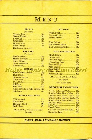 1935 Mansfield Diner Menu