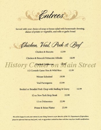 Gregory's Restaurant & Lounge Dinner Menu 2014