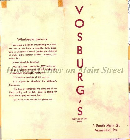 Vosburg's 1930s Menu