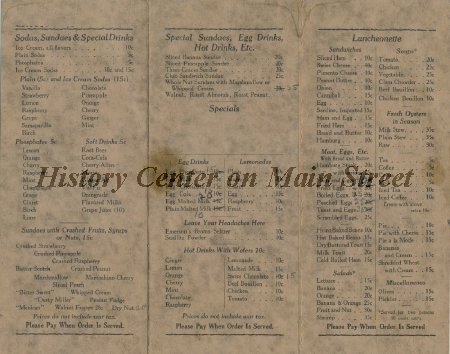 Vosburg's MSNS 1920s menu