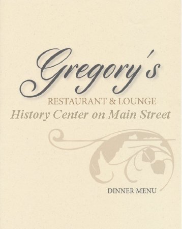 Gregory's Restaurant & Lounge Dinner Menu 2014