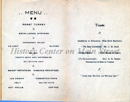 M.S.N.S. Thanksgiving Menu 1904