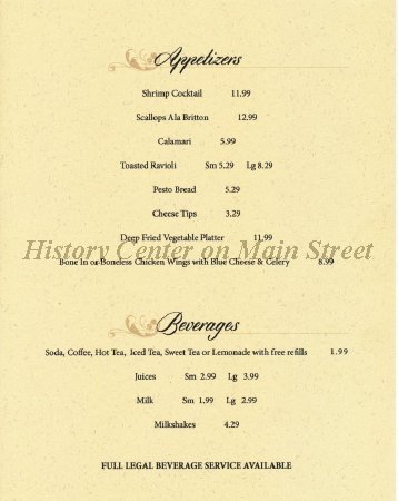 Gregory's Restaurant & Lounge Dinner Menu 2014