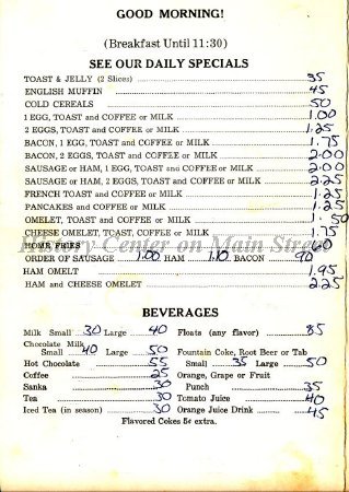 Dairyland Farms Menu ca 1990