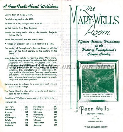 Penn-Wells Hotel Menu 1964