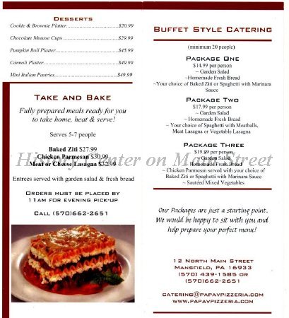 Papa V's Catering Menu