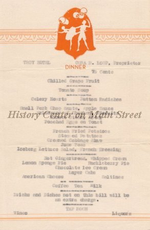 Troy Hotel Menu 1936