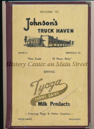 Johnson's Truck Haven Menu 1960s