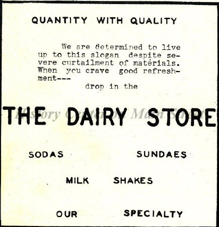 1943 Dairy Store yearbook ad