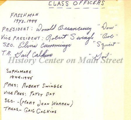 1944 Jr. Hi Class Officers