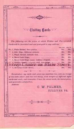 C. W. Palmer, Artistic Card Penman